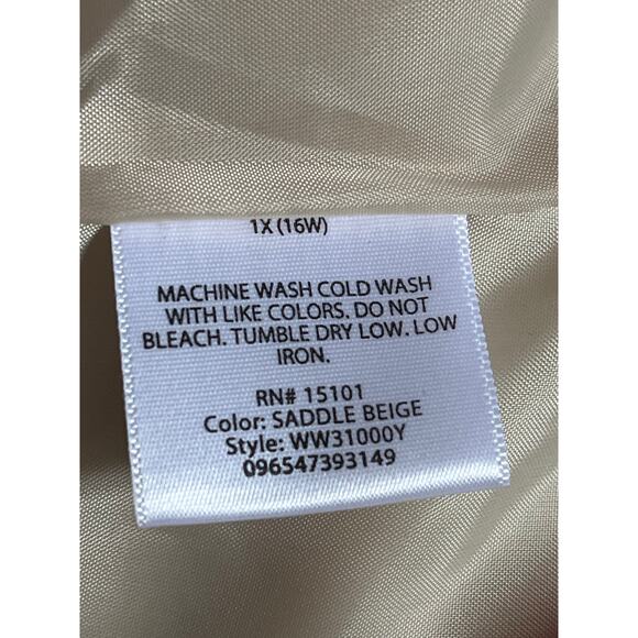 Women's White Stag Khaki Cream Spring Hooded Pockets Raincoat Jacket Size 1X/16W - Picture 4 of 4